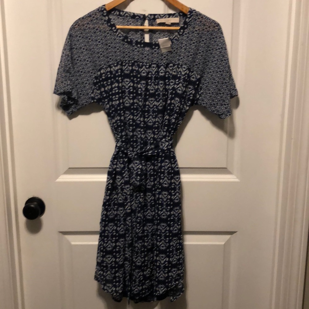 Blue and white dress